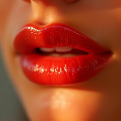 Primo piano di labbra con lucidalabbra brillante
