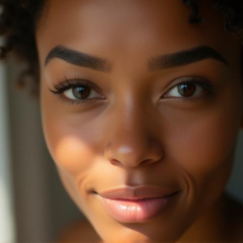 Ragazza con capelli acconciati che mette il gel sopracciglia