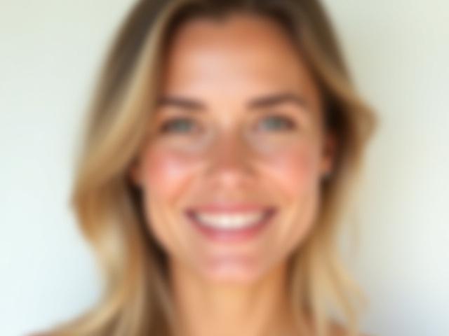 Donna con make-up leggero e naturale, espressione serena e luminosa.