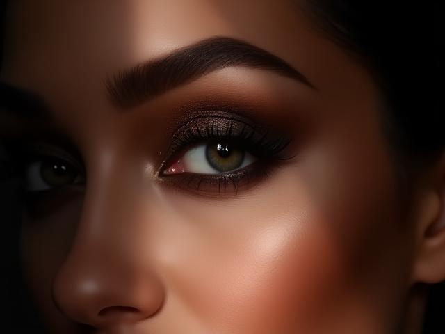 Occhi con uno smokey eye perfettamente sfumato, che trasmettono eleganza e profondità allo sguardo.
